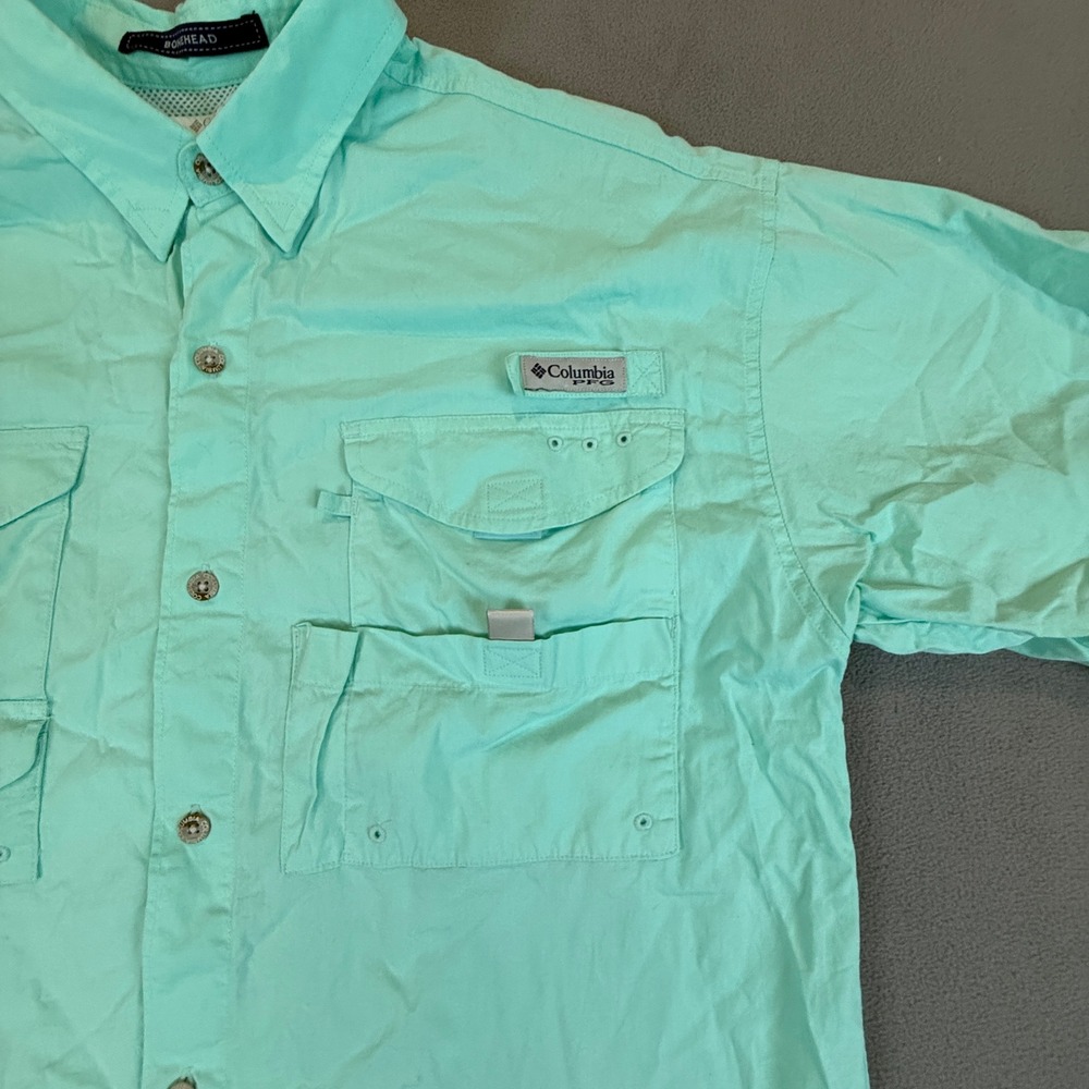 Columbia Shirt PFG Bonehead Fishing Mens Large Green Short Sleeve Fishing Hiking - Picture 4 of 10